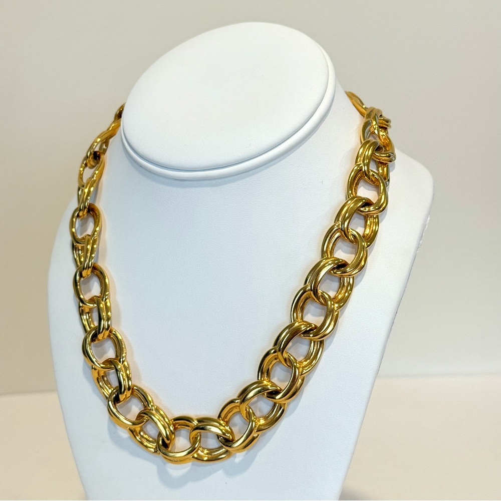 Vintage Anne Klein Toggle Link Gold Tone Heavy Chunky 90s Necklace 18.5” - Picture 5 of 10